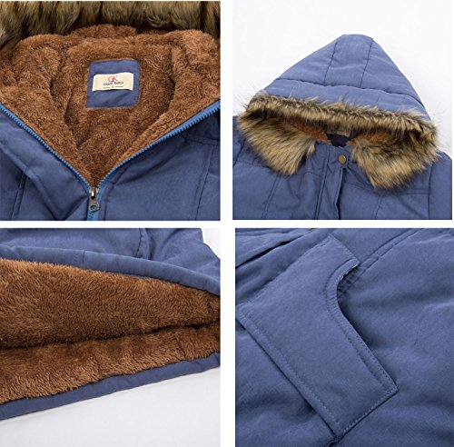GRACE KARIN Women's Winter Coats Fleece Parkas Anoraks Hooded Military Jacket Coats - color: Navy Blue, size: X-Large
