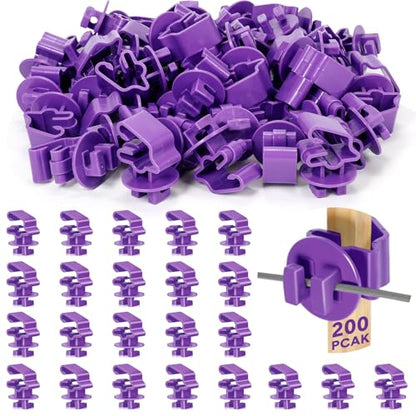 Geiserailie 200 Pcs Purple T Post Insulators Electric Fence Posts Electric Fence Insulators Wire Standard Snug Fitting T Post Clips for Agricultural Ranchers - color: Purple