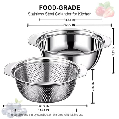 Stainless Steel Colander for Kitchen, 4 QT Rice Strainer, Pasta Strainer - size: 4 QT