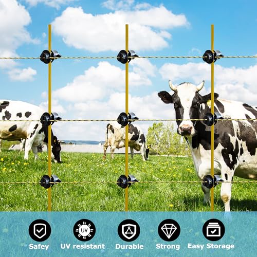 Mingya 25 Pcs Electric Fence Insulators Round Post Clips Electric Wire Insulators Holding for Pig Tail Fiberglass Electric Fence Post - size: 25 pcs