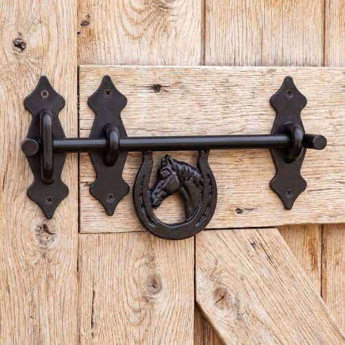 LEIFIDE Horseshoe Door Latch Heavy Duty Steel Barn Stall Door Latch Left and Right Side Doors Latches for Sliding Barn Doors Vinyl Fence Shed
