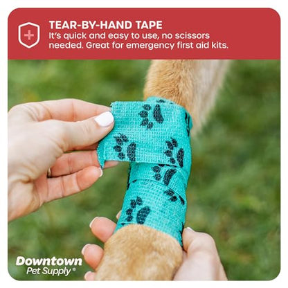 Downtown Pet Supply Cohesive Vet Wrap for Dogs, Self Adhesive Bandages in Bulk, Pet Cat Wound Care, Gauss Bandage for Horses (Variety, Pack of 10)