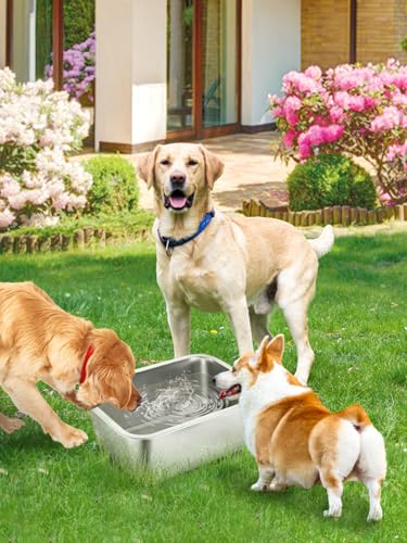 MEWTOGO 3 Gallons Extra Large Capacity Food Grade Stainless Steel Dog Bowls - size: 3 Gal