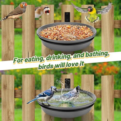 Alphatool Fence Bird Feeders Tray, 8.3" Dia., Grey - color: Gray, size: 1pcs