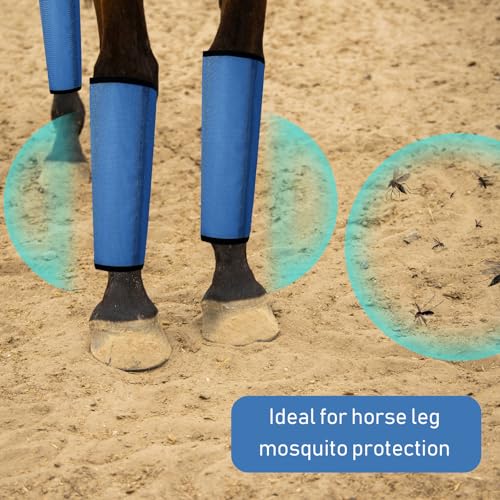 Jexine 8 Pcs Mesh Fly Boots for Horse - color: Pink, Dark Blue