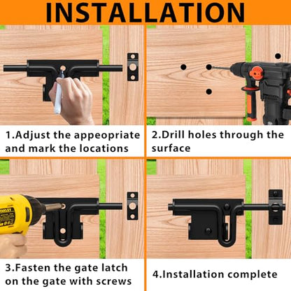 6.4 Inch Heavy Duty Slide Bolt Latch, Bi-Directional Gate Latch with Protective Coating, Solid Hardware Thickened Bolt Latch for Left or Right Hand Swinging and Sliding Doors-2 Pack