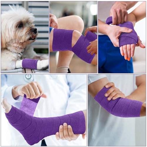 Treela 48 Pack Self Adhesive Wrap Bandage, Purple, 2 Inches x 5 Yards - color: Purple, size: 2 Inch X 5 Yards
