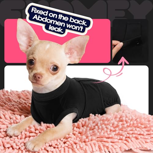 FUAMEY Dog Recovery Suit Male,Dogs Surgery Neuter Suits Puppy Spay Shirts - color: Black, size: Xs(back:8.3-11.4in,wt:4-7lbs)