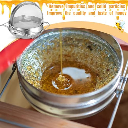Nuogo 2 Set Honey Strainer for 5 Gallon Bucket Stainless Steel Honey Filter Double Sieve Strainer Bee Keeping Equipment Filter Bee Keeping Extract Tools