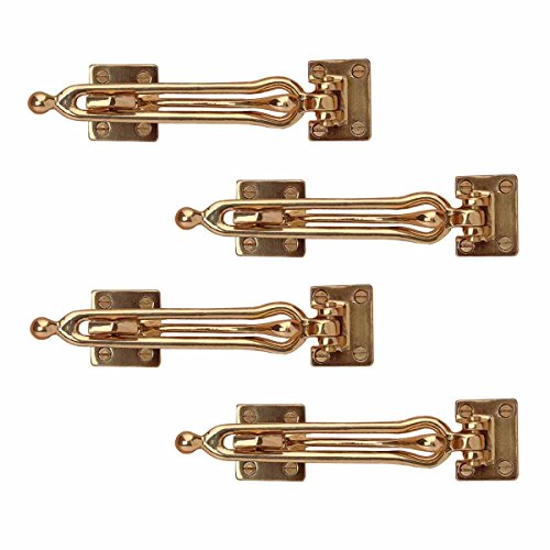 Renovators Supply Swing Bar Security Door Lock Durable Door Guard 1.5 X 7.5 X 1.75 Inches Solid Brass Safety Guard Lock Heavy Duty Door Latch Lock Replacement Parts‎ Pack of 4 - color: Brass, size: Pack of 4