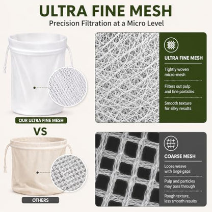 6PCS Reusable Nut Milk Bag, Fine Mesh Strainer for Almond Milk and Juice