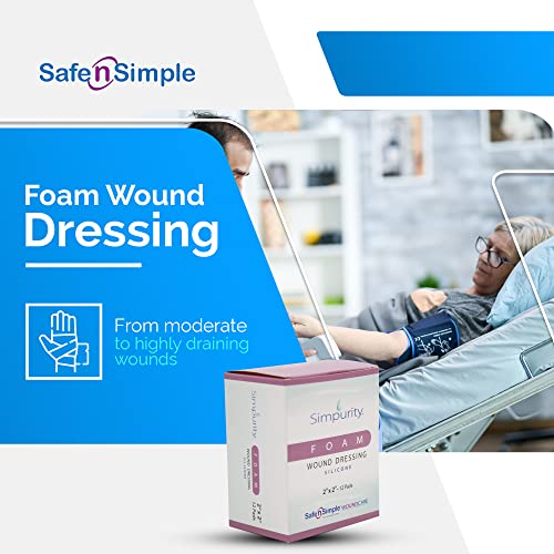 Safe n' Simple Medical Dressing for Wounds - 12 Pack Thick Pads 2" x 2" - Highly Absorbent Non-Adherent Foam Padding