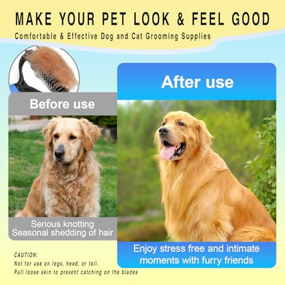 Dog Grooming Rake, Dog Brush for Shedding for Dogs and Cats - color: Blue