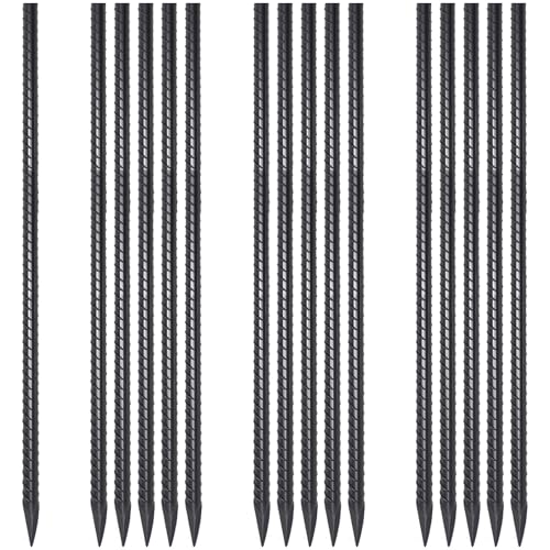 24 Inch Straight Rebar Stakes 16 Pack 1/2 Inch Diameter Metal Stakes - size: 24"-Φ1/2"-16pcs