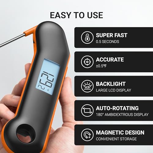 ThermoMaven Professional Meat Thermometer, NIST Certified Accuracy ±0.5°F - color: Black&Orange