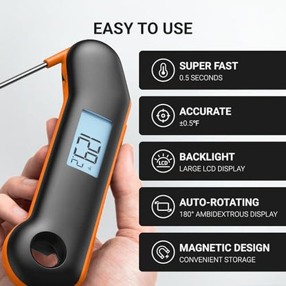 ThermoMaven Professional Meat Thermometer, NIST Certified Accuracy ±0.5°F - color: Black&Orange