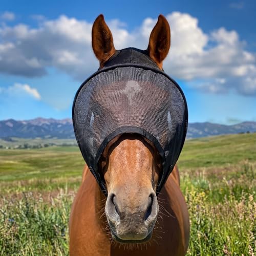Full Size Horse Fly Mask All Round Mesh Horse Fly Masks UV Eye Protection Eye Mask for Horses with Uveitis, Photosensitivity, Ulcer, Head Shaking