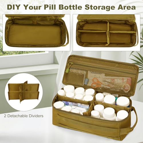 Travel Medicine Bag,Medication Pill Bottle Organizer Empty Case - color: Brown