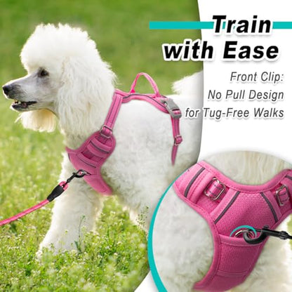 BARKBAY Dog Harness for Small Sized Dog No Pull Mesh 2 Clips Dog Vest - color: Pink-Mesh, size: X-Small