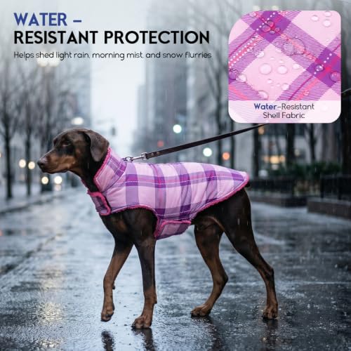 ASENKU Dog Winter Coat, Reversible Dog Jacket for Small Medium Large Dogs - color: Hotpink, size: Small