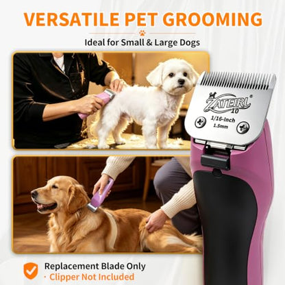 Size 10 Detachable Pet Grooming Clipper Blade with Ceramic Cutter, 1.5mm 1/16 Inch Cut Length, Silver, Compatible with Andis, Oster A5, Wahl KM10, 3 Pack - color: Silver, size: 10# 1.5mm - 3 Pack