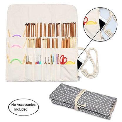 Teamoy Knitting Needle Crochet Hook Case Organizer Holder(up to 14"), Gray - color: Gray, size: 14 inches
