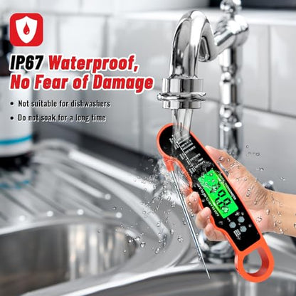 Meat Thermometer Digital, Instant Read Digital Meat Thermometer - color: Orange