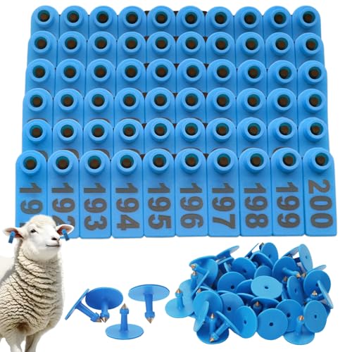 200PCS Livestock Ear Tags Numbered 001-200,Blue | For Sheep,Goat,Pig,Rabbit,Laser-printed Numbers 001-200,Plastic Sheep Ear Tags,Weather-resistant ,Farm Animal Identification - color: Blue