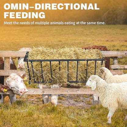 Hay Feeder Goat,40.8" Long Wall Mounted Horse Feeder Holder,Large Capacity Livestock Feeding,Heavy-Duty Steel Goat Hay Rack,Blanket Holder,Multiple Sided Feeding Rack for Sheep,Cattle, Goats, Black