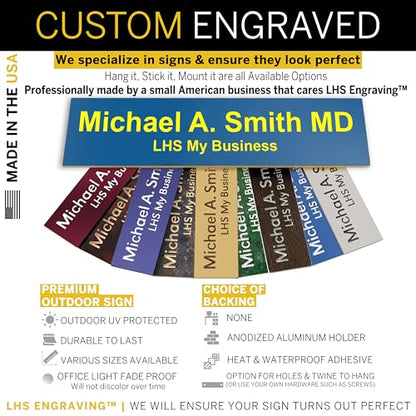 Custom Name Plate for Desk, Blue with Yellow Lettering, 2x8 - color: B20 - Blue & Yellow Lettering