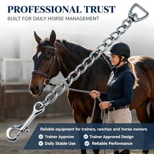 Horse Lead Chain, Heavy Duty Stud Chain with Swivel Snap, Nickel Plated