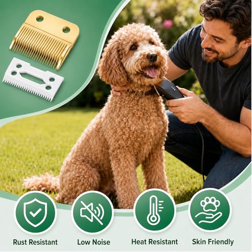 2 Set Replacement Clipper Blades 1037-400 Compatible with Wahl 30-15-10,Professional Animal Standard Adjustable Blade Set,Ceramic Dog Blade Set
