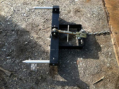 Front Loader Bucket Hay Bale Spear Attachment w/ 49" Bale Spear & Stabilizer Spikes, Rated 3000 LB - size: 1 x 49"