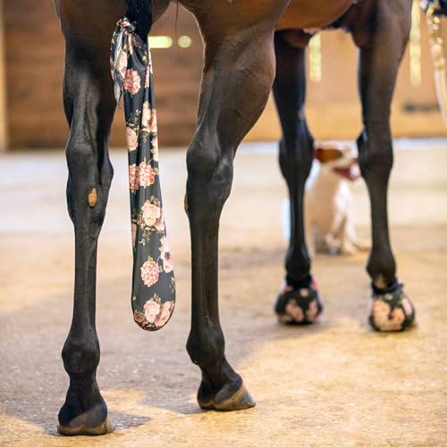 Jeffers Lycra Horse Tail Bag 24" – Stretchy Lycra Material, Breathable Tail Protector, Fast Drying Fabric, Braided Ties, Tail Wrap Cover for Grooming, Stable, Travel & Show Ready Use - Rose Garden - color: Rose Garden