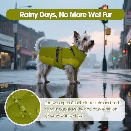QBLEEV Warm Dog Jacket, Waterproof Dog Winter Coat with Harness - color: Autumn-Fragrance, size: Small