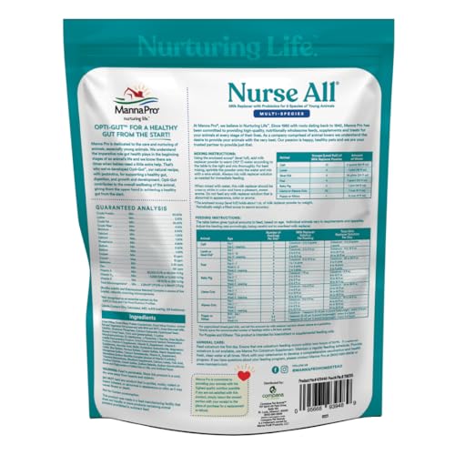Manna Pro Nurse All Multi-Species Milk Replacer, 3.5 lb Bag - size: 3.5 Pound (Pack of 1)