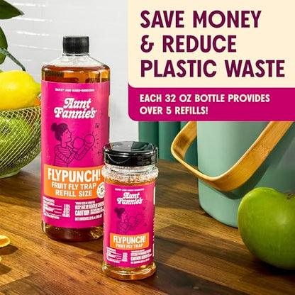 Aunt Fannie's FlyPunch Fruit Fly Trap Refill, Refill up to 5 Jars, 32 oz