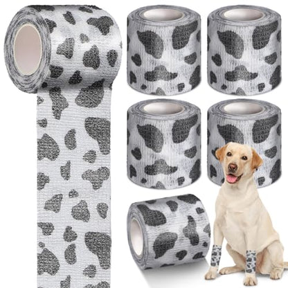 POPETPOP 6 Rolls Self Adhesive Bandage Wrap for Dogs Cats Rabbits Breathable Vet Wrap Dirt-Resistant Elastic Cloth for Paw Protection Wound Care Outdoor Activity 1.96In Rolls