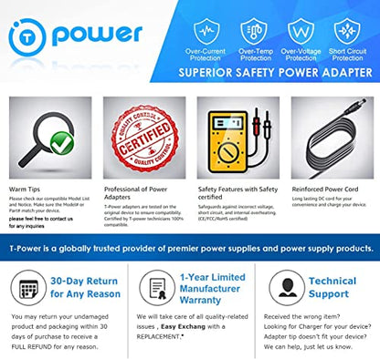 T-Power 6.6ft Long Cable Ac Dc Adapter for M-Audio Fast Track Ultra 5V Replacement Switching Power Supply Cord Charger wall Plug Spare