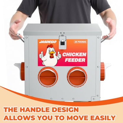 4 Port Automatic Chicken Feeder, No Waste Poultry Feeder with Lid - size: 4 Ports (25 LBS)