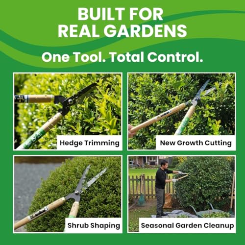 Fujiwara Japanese Hedge Shears 27.2 in (690 mm), Forged Garden Clippers with White Oak Handles, Precision Trimming Shears for Hedges, Shrubs & Landscaping - forest Originals