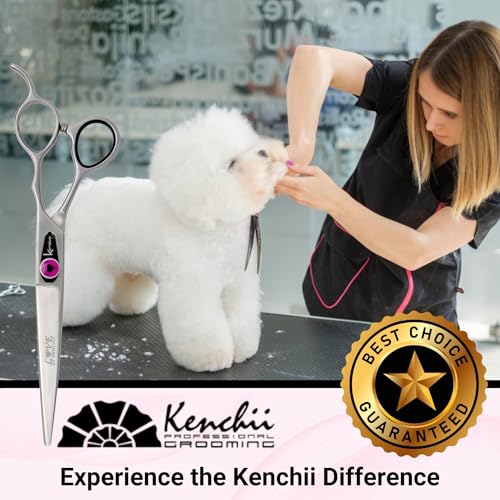 Kenchii Love Dog Grooming Shears, 7in Curved - size: 7.0" Curved