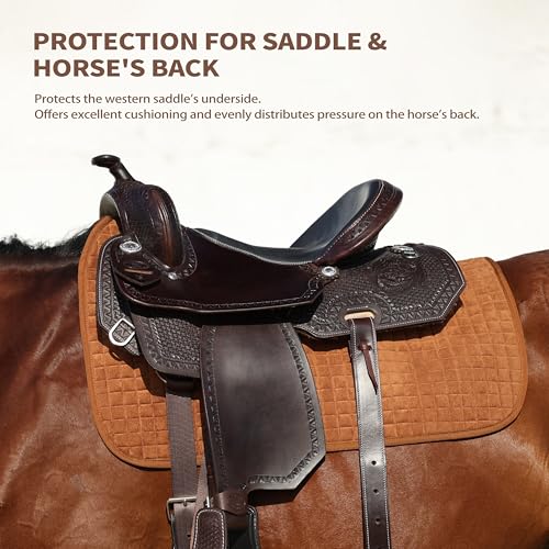 Tackmore All-Purpose Square Quilted Western Saddle Pad, Horse Saddle Pad - color: Brown
