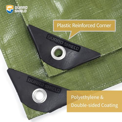 GUARD SHIELD Heavy Duty Tarp 6x8 Feet Green Multi Purpose Thick Waterproof Poly Tarp Cover 10mil - color: Green, size: 6x8