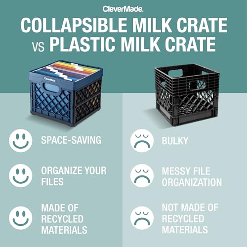 CleverMade Collapsible Milk Crate (100% Recycled) - 25L - Obsidian - color: Obsidian, size: 1 Pack