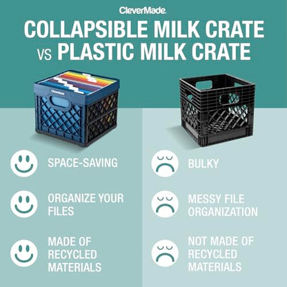 CleverMade Collapsible Milk Crate (100% Recycled) - 25L - Obsidian - color: Obsidian, size: 1 Pack