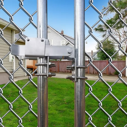 BiJun Chain Link Double Gate Latch Chain Link Fence Gate Latch for 1-3/8" Gate Frames,Chain Link Residential Strong Arm Double Gate Latch Equipped with Convenient Padlock Holes (Silvery) - color: Silvery