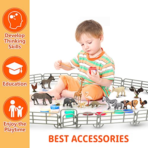 TOYMANY 20PCS Plastic Fence Toys Corral Fencing Panel Accessories Playset - style: Silver(20PCS)