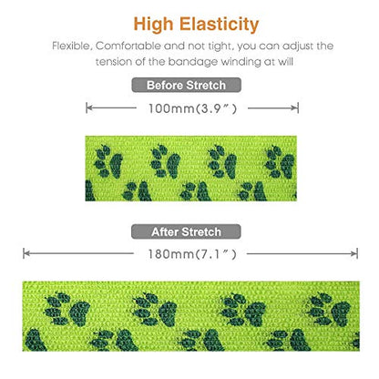 AUPCON Vet Wrap Cohesive Bandages Bulk Self Adhesive Bandage Wrap Self Adherent Wrap Non-Woven for Dogs Pet Animals & Ankle Sprains & Swelling 2 Inch x 5 Yards (2 Inch Mixed Claw) - color: 2 Inch Mixed Claw