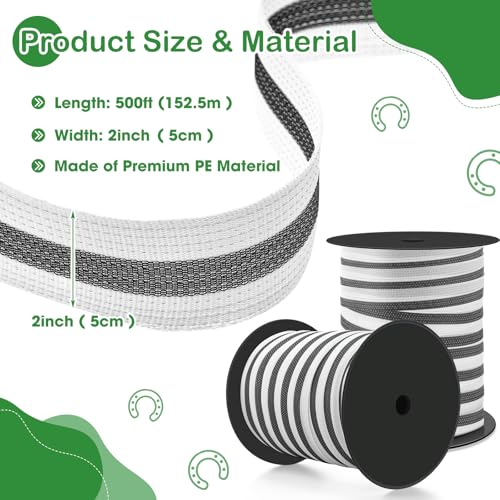 2 Pcs Electric Fence Tape Polytape, 500 Feet X 2 Inch,Black - color: Black